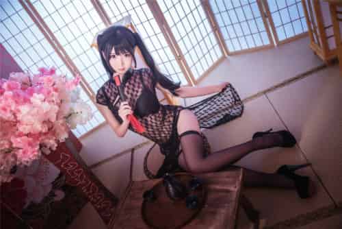 [Cosplay]面饼仙儿 – 黑丝情趣旗袍-紫橙网创项目网