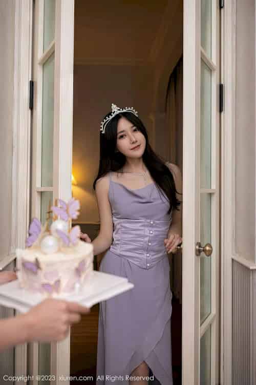 [秀人XiuRen] No.6286 鱼子酱Fish – 紫灰色连衣长裙珠三角旅拍-紫橙网创项目网