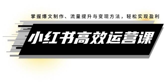 小红书高效运营课：掌握爆文制作、流量提升与变现方法，轻松实现盈利 - 中创网