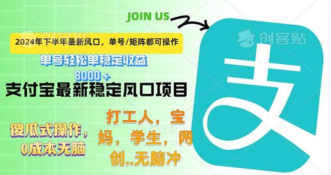 下半年最新风口项目，支付宝最稳定玩法，0成本无脑操作，最快当天提现... - 中创网