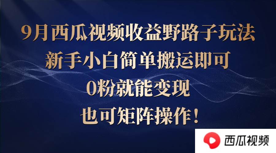 西瓜视频收益野路子玩法，新手小白简单搬运即可，0粉就能变现，也可矩... - 中创网