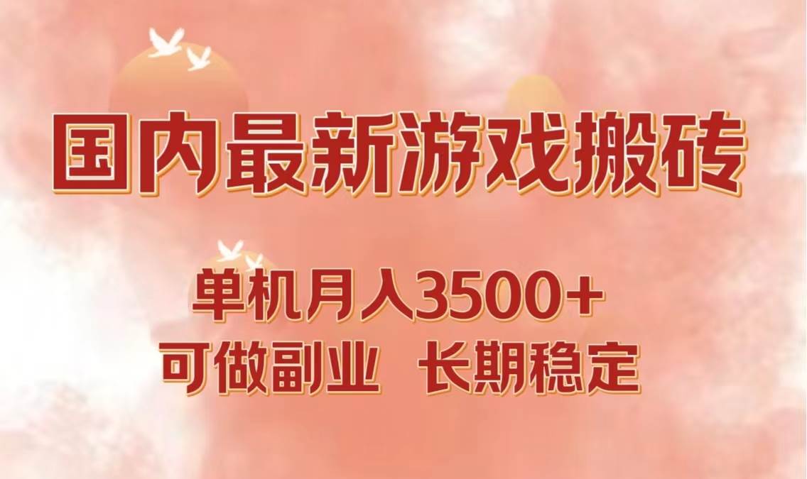 国内最新游戏打金搬砖，单机月入3500+可做副业 长期稳定 - 中创网
