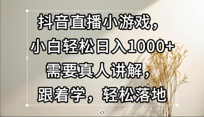 抖音直播小游戏，小白轻松日入1000+需要真人讲解，跟着学，轻松落地 - 中创网
