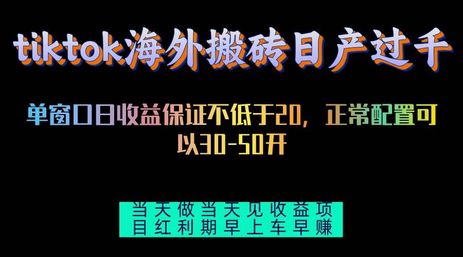 tiktok海外搬砖项目单机日产过千当天做当天见收益 - 中创网