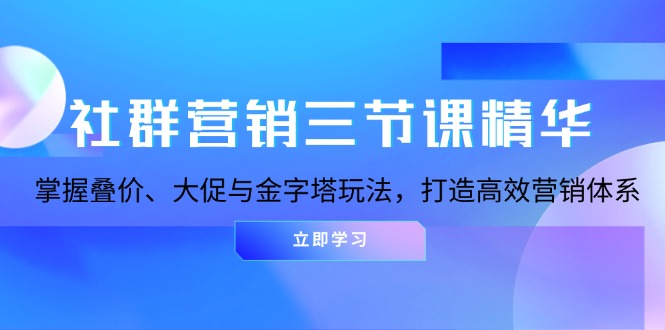 社群营销三节课精华：掌握叠价、大促与金字塔玩法，打造高效营销体系 - 中创网