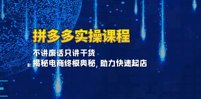 拼多多实操课程:不讲废话只讲干货, 揭秘电商终极奥秘,助力快速起店-紫橙网创项目网