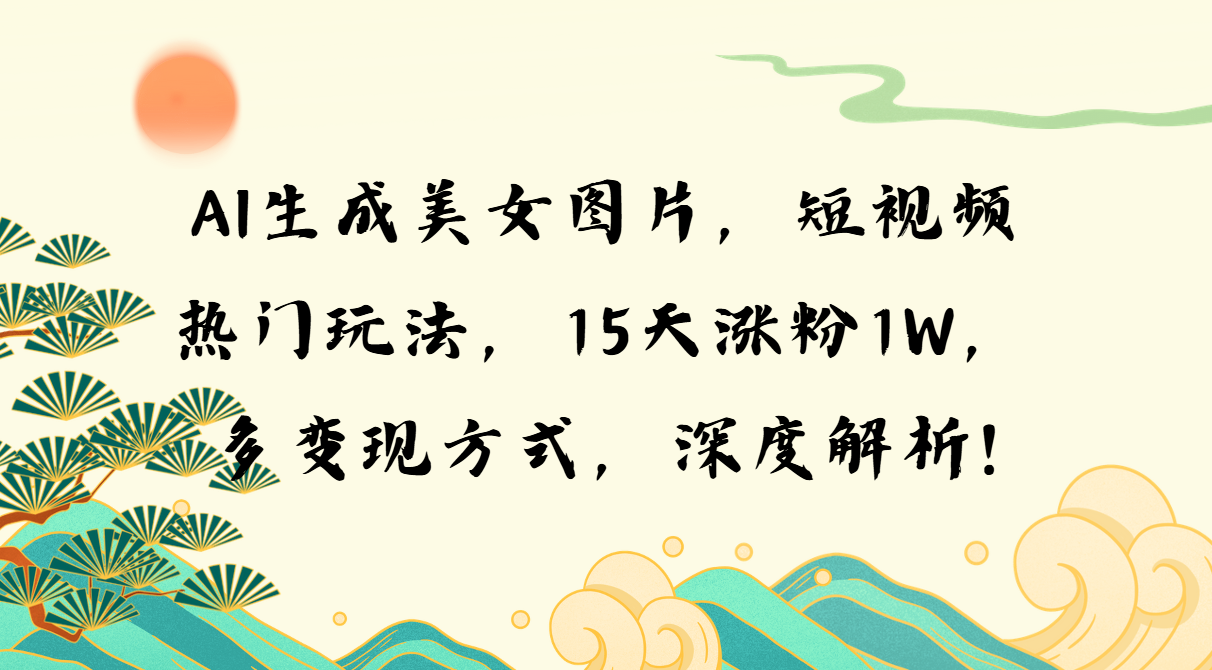 AI生成美女图片，短视频热门玩法，15天涨粉1W，多变现方式，深度解析! - 中创网