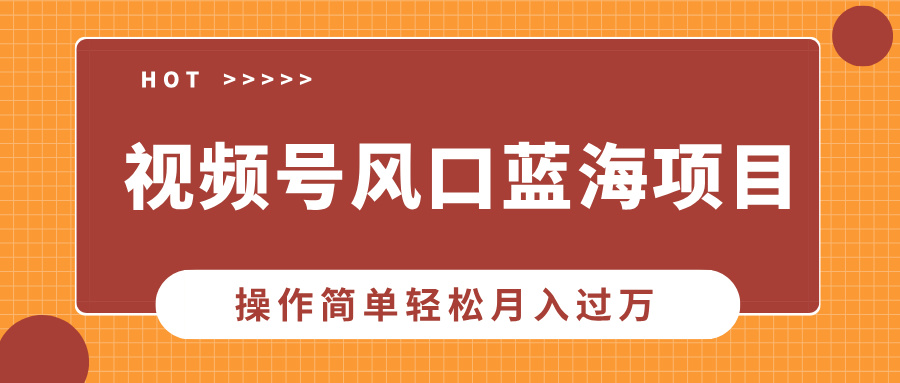 视频号风口蓝海项目，中老年人的流量密码，操作简单轻松月入过万 - 中创网