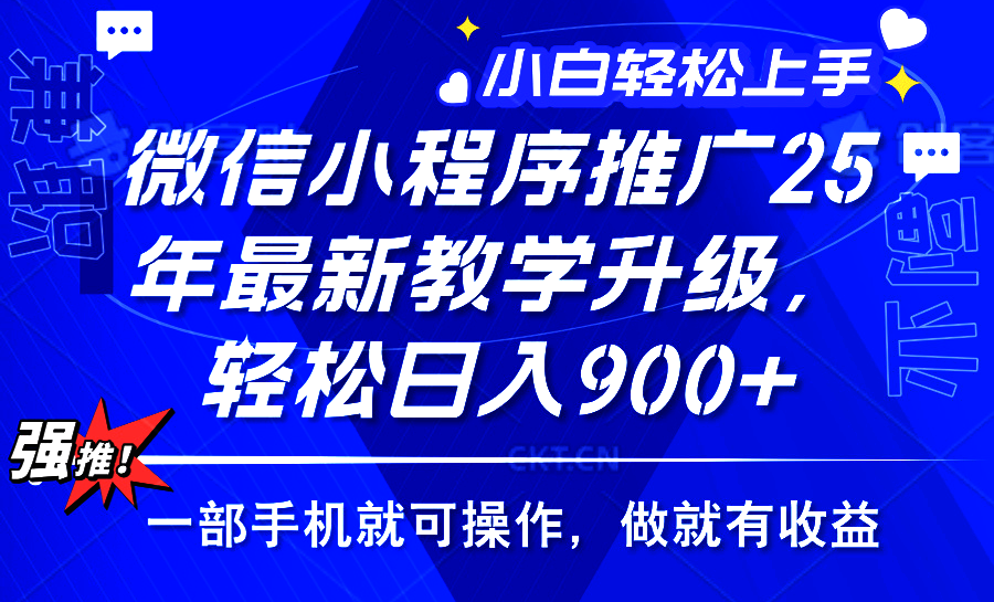 2025年微信小程序推广，最新教学升级，轻松日入900+，小白宝妈轻松上手... - 中创网
