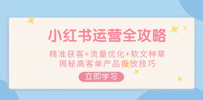 小红书运营全攻略，精准获客+流量优化+软文种草，揭秘高客单产品投放技巧 - 中创网