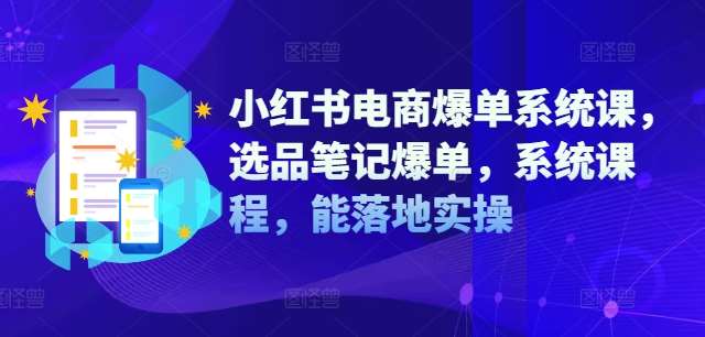 小红书电商爆单系统课，选品笔记爆单，系统课程，能落地实操 - 冒泡网赚