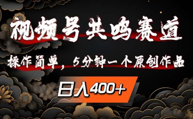 视频号共鸣赛道，操作简单，5分钟1个原创作品，日入几张【揭秘】 - 冒泡网赚