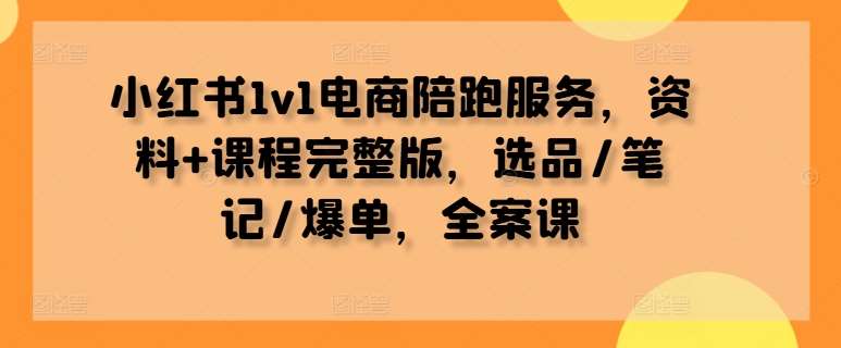 小红书1v1电商陪跑服务，资料+课程完整版，选品/笔记/爆单，全案课 - 冒泡网赚