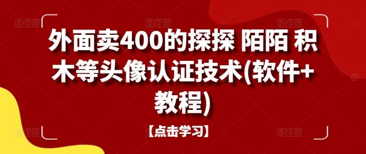 外面卖400的探探 陌陌 积木等头像认证技术(软件+教程) - 冒泡网赚