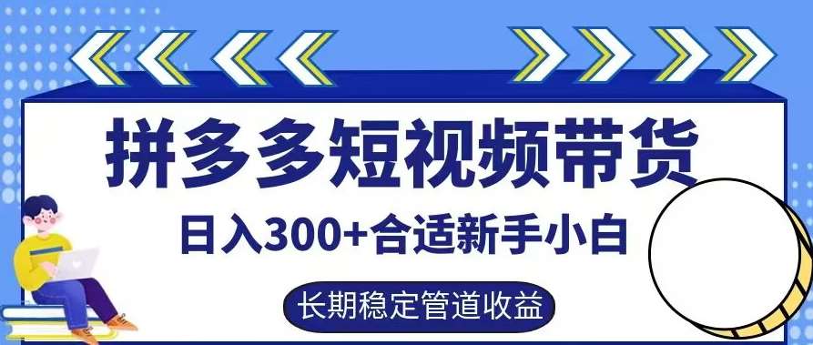 拼多多短视频带货日入300+有长期稳定被动收益，合适新手小白【揭秘】 - 冒泡网赚