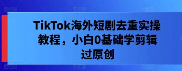 TikTok海外短剧去重实操教程，小白0基础学剪辑过原创 - 冒泡网赚