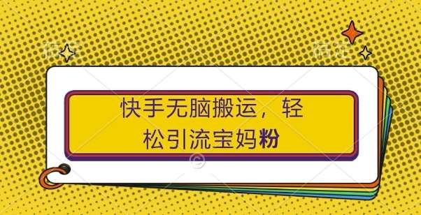 快手无脑搬运，轻松引流宝妈粉，纯小白轻松上手【揭秘】 - 冒泡网赚