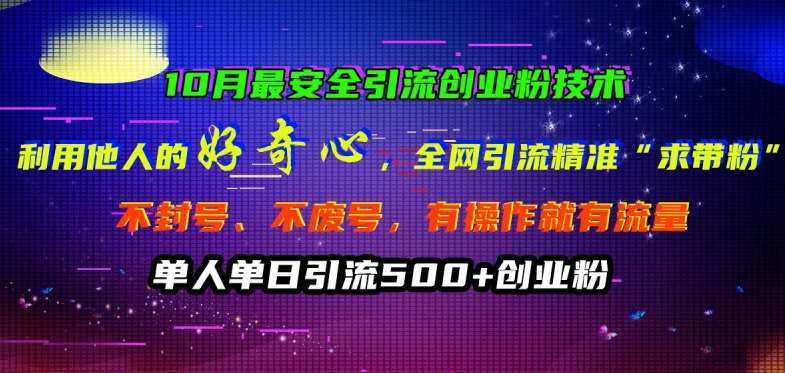 10月最安全引流创业粉技术，利用他人的好奇心全网引流精准“求带粉”不封号、不废号【揭秘】 - 冒泡网赚