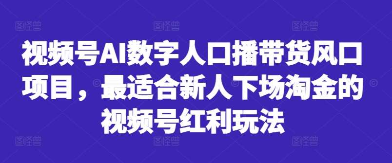 视频号AI数字人口播带货风口项目，最适合新人下场淘金的视频号红利玩法 - 冒泡网赚