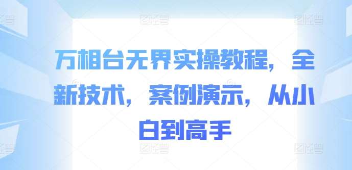 万相台无界实操教程，全新技术，案例演示，从小白到高手 - 冒泡网赚