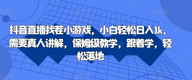 抖音直播找茬小游戏，小白轻松日入1k，需要真人讲解，保姆级教学，跟着学，轻松落地【揭秘】 - 冒泡网赚