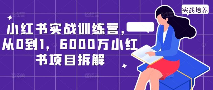 小红书实战训练营，从0到1，6000万小红书项目拆解 - 冒泡网赚