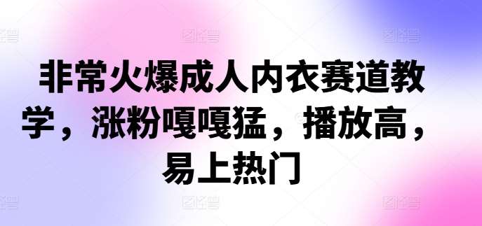 非常火爆成人内衣赛道教学，​涨粉嘎嘎猛，播放高，易上热门 - 冒泡网赚