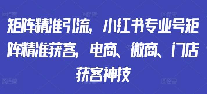 矩阵精准引流，小红书专业号矩阵精准获客，电商、微商、门店获客神技 - 冒泡网赚