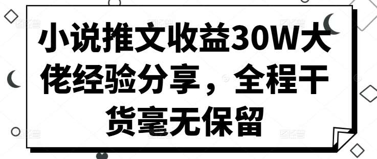 小说推文收益30W大佬经验分享，全程干货毫无保留 - 冒泡网赚
