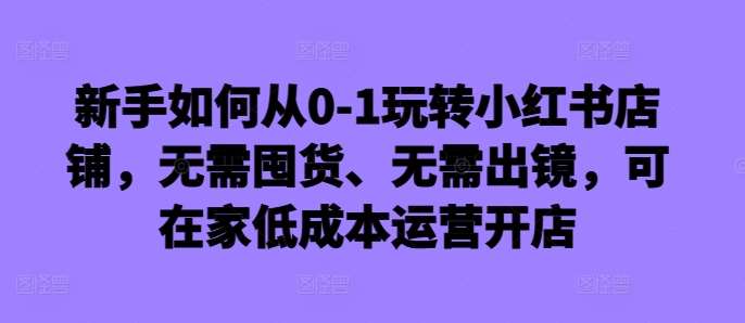 新手如何从0-1玩转小红书店铺，无需囤货、无需出镜，可在家低成本运营开店 - 冒泡网赚