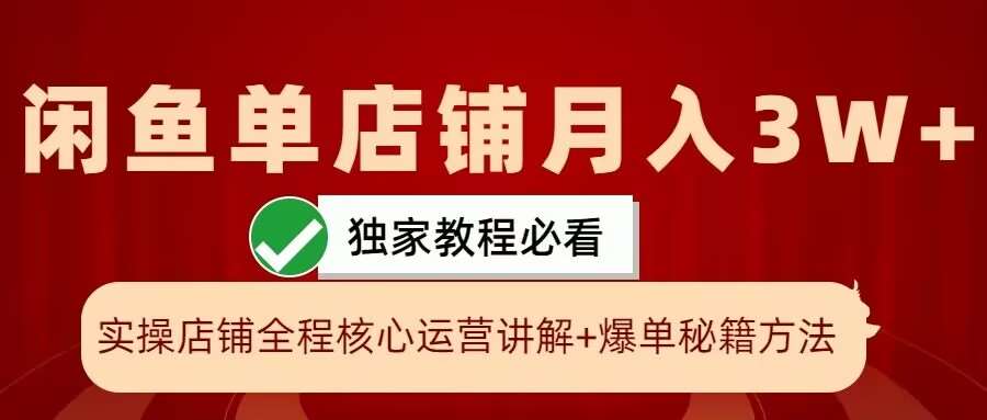闲鱼单店铺月入3W+实操展示，爆单核心秘籍，一学就会【揭秘】 - 冒泡网赚