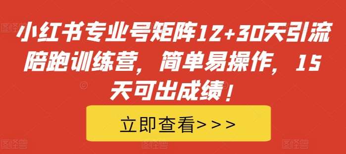 小红书专业号矩阵12+30天引流陪跑训练营，简单易操作，15天可出成绩! - 冒泡网赚