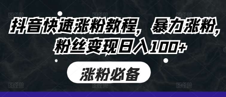 抖音快速涨粉教程，暴力涨粉，粉丝变现日入100+ - 冒泡网赚