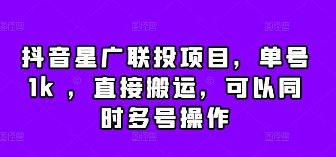 抖音星广联投项目，单号1k ，直接搬运，可以同时多号操作【揭秘】 - 冒泡网赚