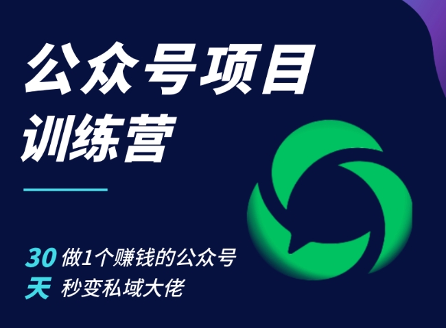 公众号项目训练营，30天做1个赚钱的公众号，秒变私域大佬 - 冒泡网赚