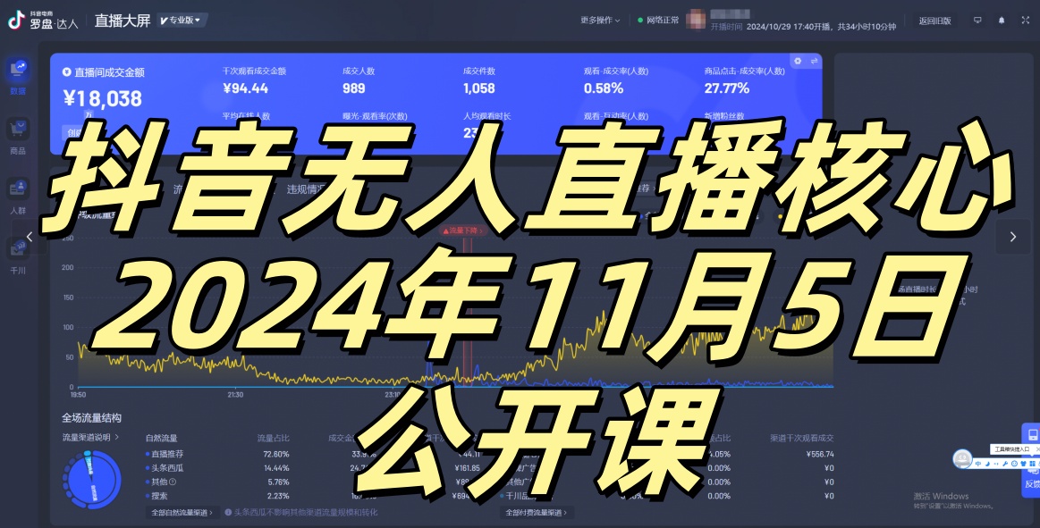 抖音无人直播核心公开课，咸鱼翻身小白可做带有睡后收入月入过万太简单 - 冒泡网赚