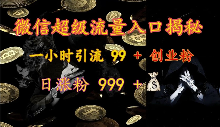 微信超级流量入口揭秘：一小时引流 99 + 创业粉，日涨粉 999 + - 冒泡网赚