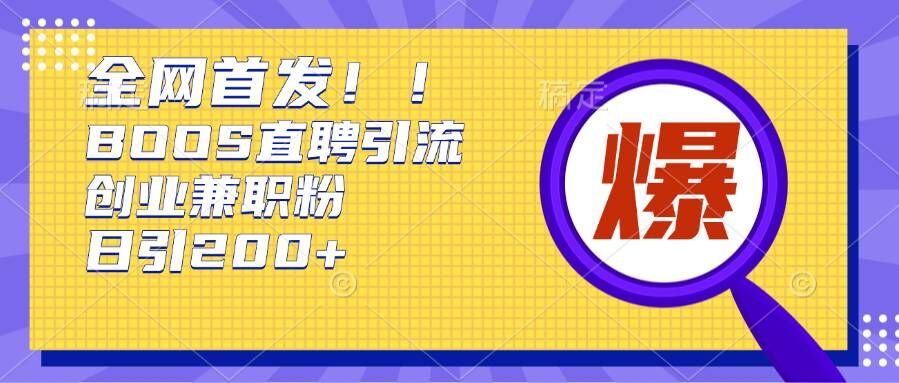 通过Boss直聘，每天轻松钓到200+多条创业大鱼的秘籍 - 冒泡网赚