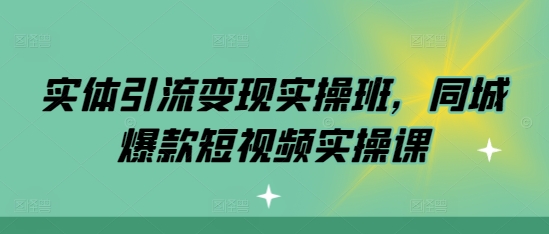 实体引流变现实操班，同城爆款短视频实操课 - 冒泡网赚