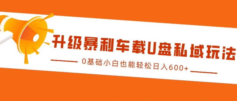 升级暴利车载U盘私域玩法，0基础小白也能轻松日入多张 - 冒泡网赚