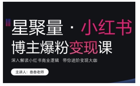 小红书博主爆粉变现课，深入解读小红书商业逻辑，带你进阶变现大咖 - 冒泡网赚
