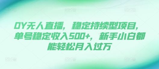 DY无人直播，稳定持续型项目，单号稳定收入500+，新手小白都能轻松月入过万 - 冒泡网赚