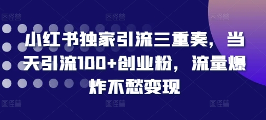 小红书独家引流三重奏，当天引流100+创业粉，流量爆炸不愁变现 - 冒泡网赚