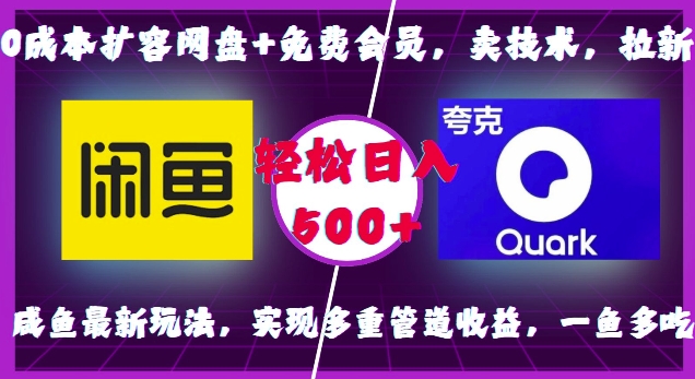 0成本扩容网盘+免费会员，卖技术，拉新，咸鱼最新玩法，实现多重管道收益，一鱼多吃，轻松日入500+ - 冒泡网赚