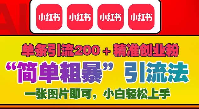 12月底小红书”简单粗暴“引流法，单条引流200+精准创业粉 - 冒泡网赚