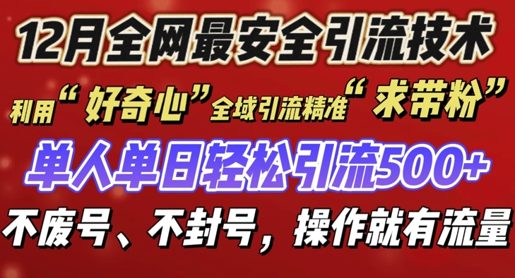 12 月份全网最安全引流创业粉技术来袭，不封号不废号，有操作就有流量 - 冒泡网赚