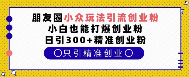 朋友圈小众玩法引流创业粉，小白也能打爆创业粉，日引300+精准创业粉 - 冒泡网赚