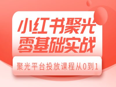 小红书聚光零基础实战，聚光平台投放课程从0到1 - 冒泡网赚