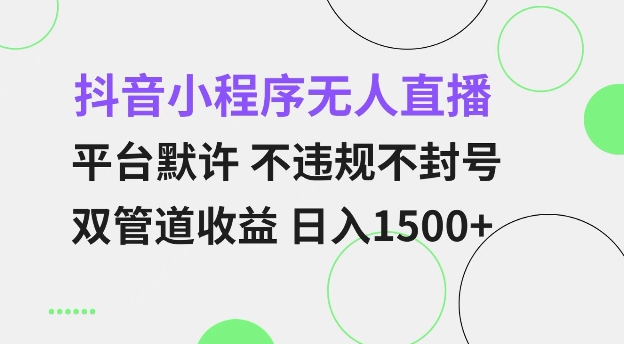 抖音小程序无人直播 平台默许 不违规不封号 双管道收益 日入多张 小白也能轻松操作【仅揭秘】 - 冒泡网赚