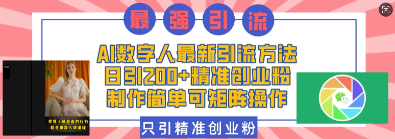 AI数字人最新引流方法，日引200+精准创业粉，制作简单可矩阵操作 - 冒泡网赚